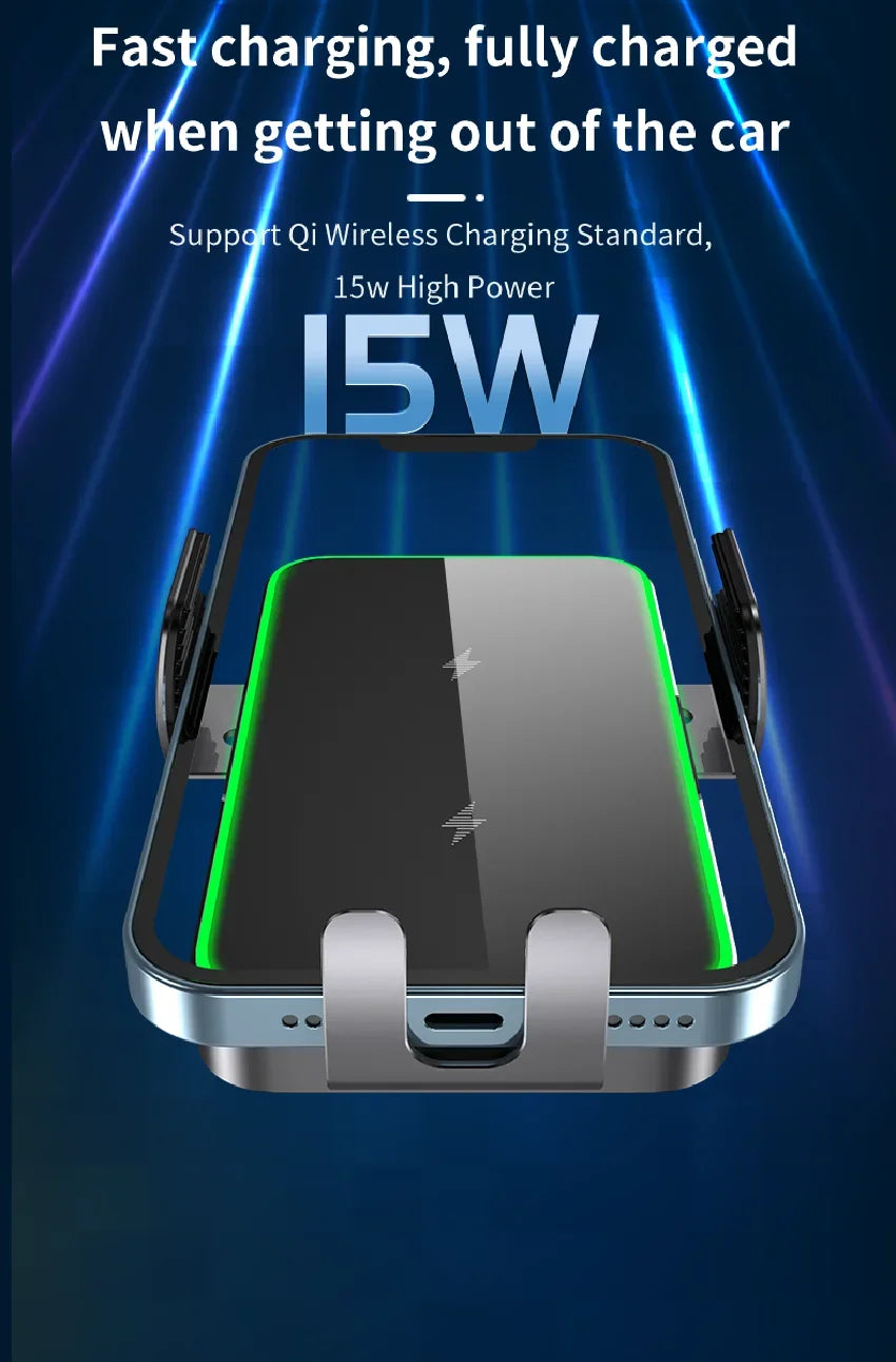 Wireless Charger Car Stand Phone Holder Dual Coil Fast Charging Station For Samsung Z Flip 4 3 2 S21 S20 S10 iPhone 15 14 13 12