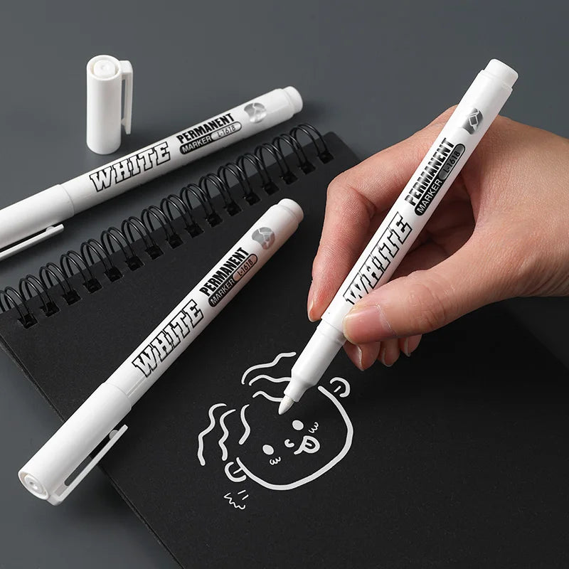 1/2/3PCS Waterproof Metal Marker Permanent White Paint Pen Washing
