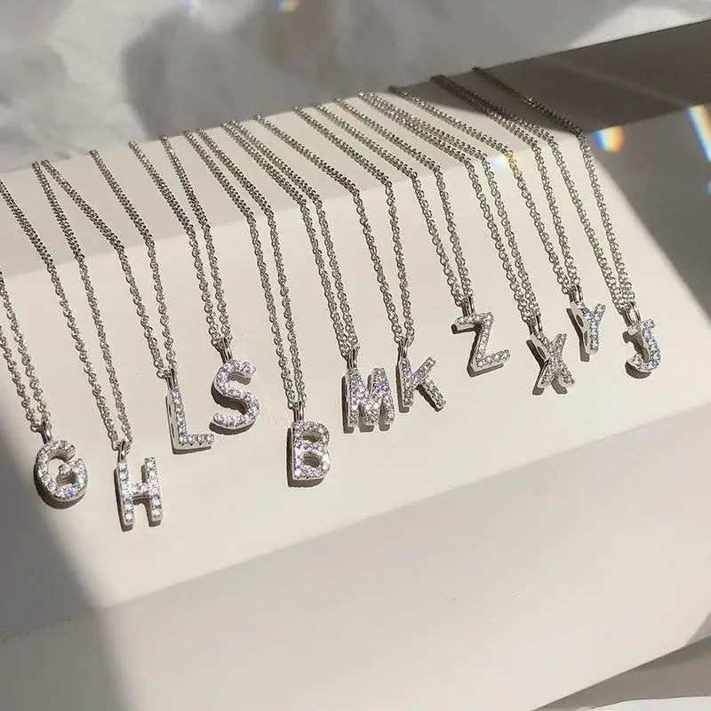 Fashion Shining A-Z Letter Pendant Charm Necklace 26 Initial