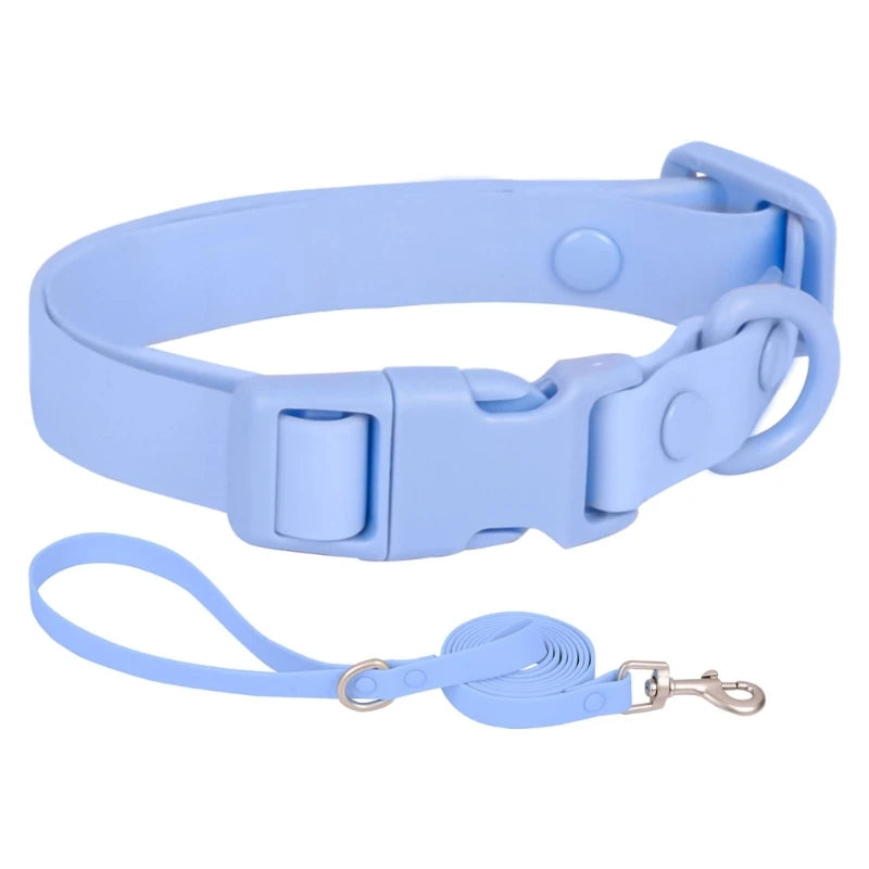 448B Waterproof Dog Collar Adjustable Length Macaron Color Pet Collar with Leash Large Dog Training Accessories