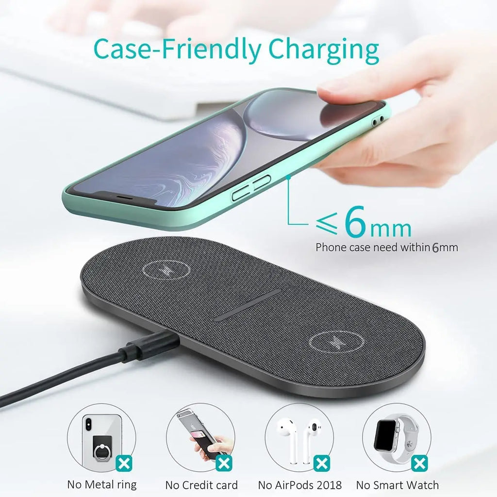 40W Fast Dual 2 in 1 Wireless Charger Pad for Airpods 3 Pro iPhone 8 X XS XR 11 12 13 14 15 Samsung S23 S22 Induction Charging