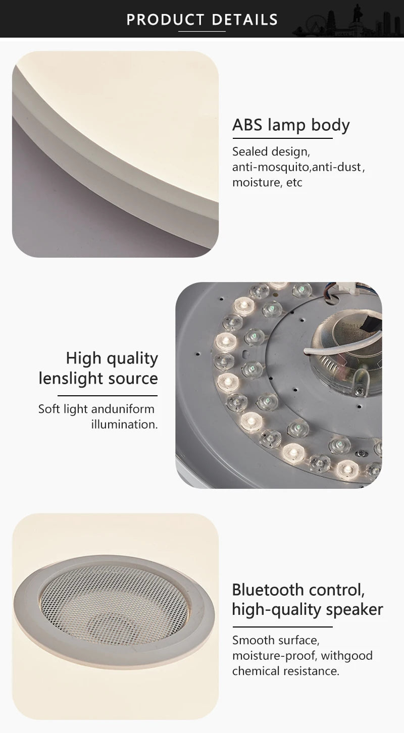 Tuya Smart Audio Ceiling Light APP Remote Control RGB Ambient Lamp Living Room Bedroom Home Decor LED Music Ceiling Lights