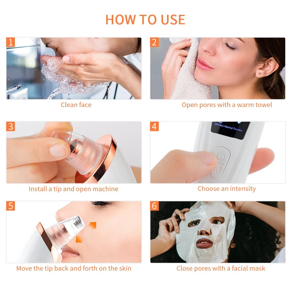 Nose Blackhead Remover Face Cleansing Beauty Machine Facial Suction Cleaner Pimple Dead Skin Remover Extractor Skin Care Tools