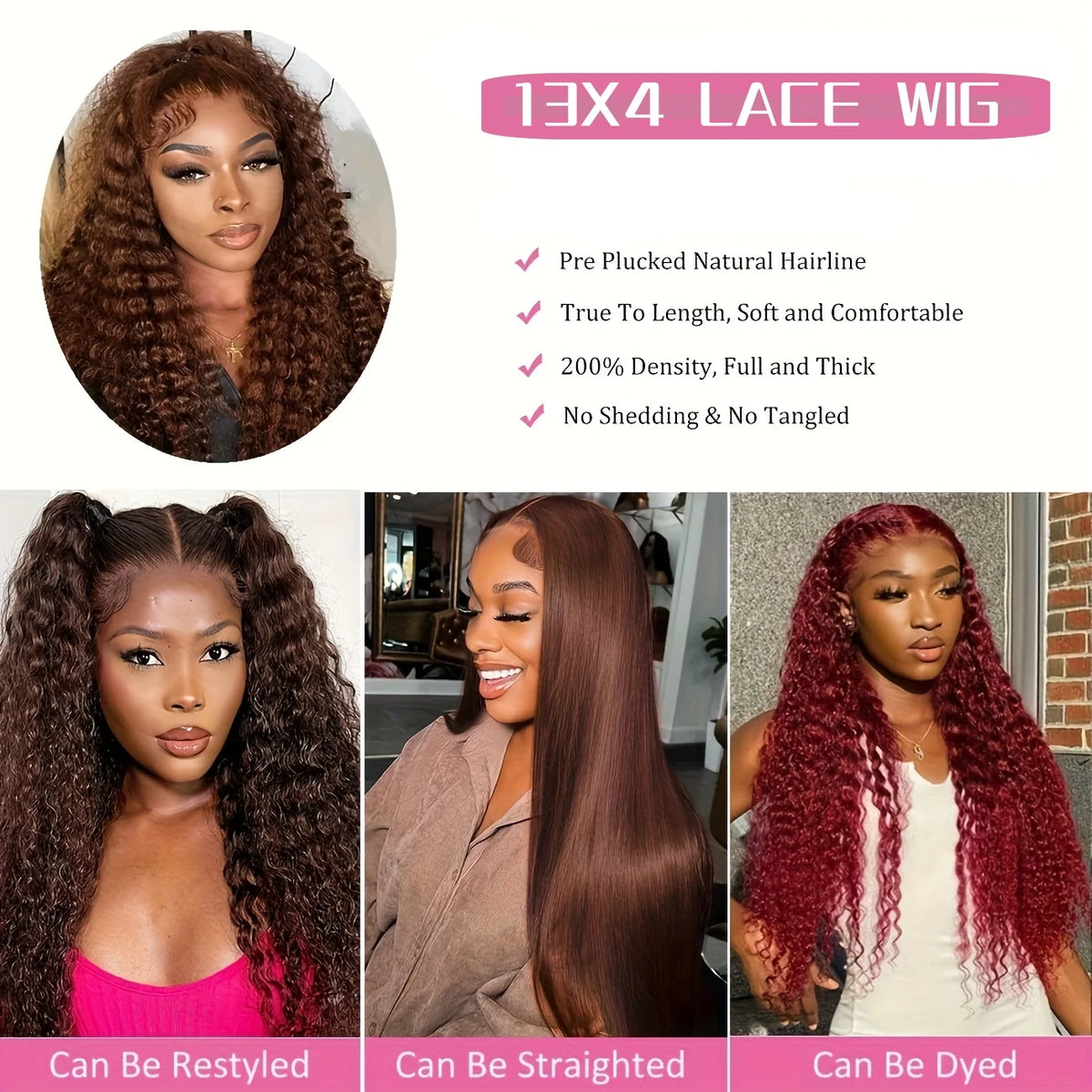 Glueless Chocolate Brown Jerry Curl Wig