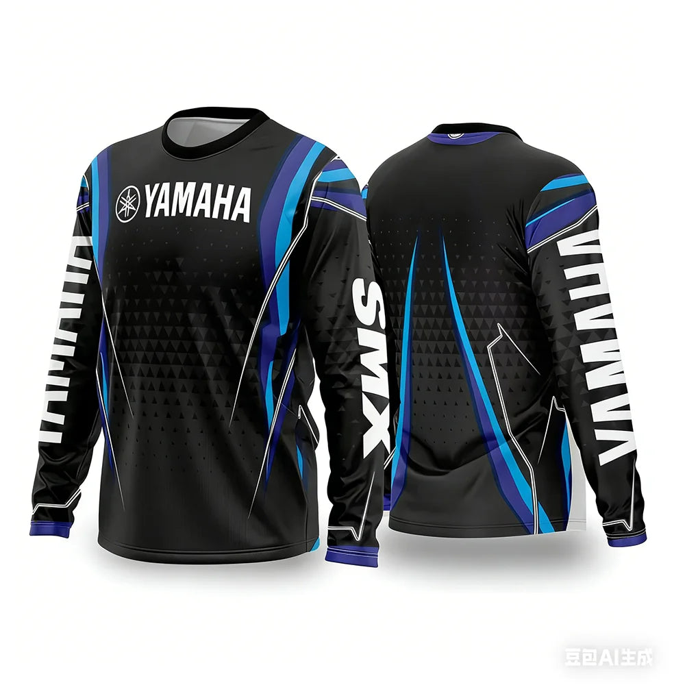 Summer YAMAHA Men Women Motorcycle Riding Suit Loose Breathable Quick Drying Off-Road Racing Suit Long Sleeved Sports T-Shirt