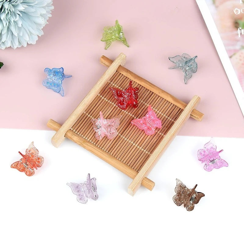 Glitter Mini Butterfly Hair Claw Clips for Girls