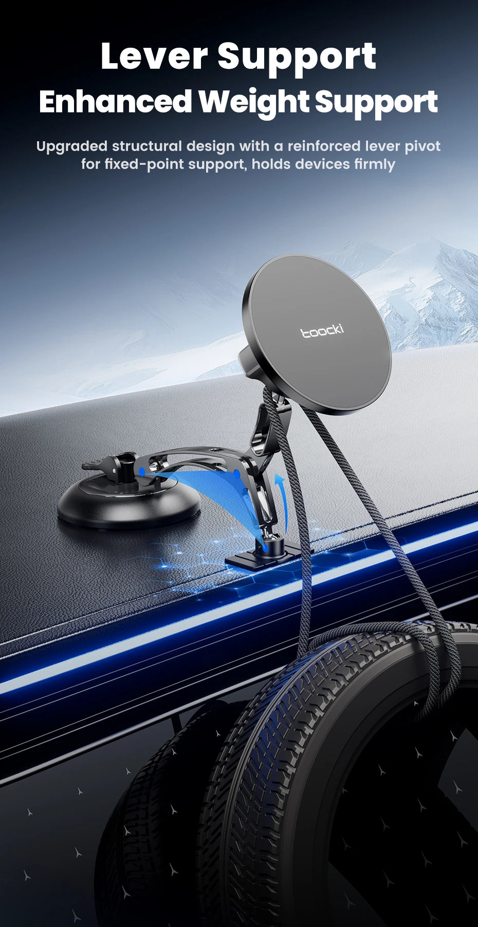 Toocki Magnetic Car Phone Holder 15W Wireless Charger Dual Pivot Mount Car Phone Stand for iPhone 17 16 15 Pro Max for Magsafe