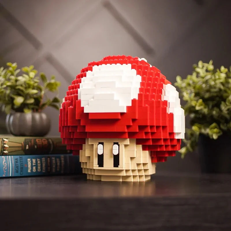 MOC Game Figures Red Green Mushroom Building Blocks Model