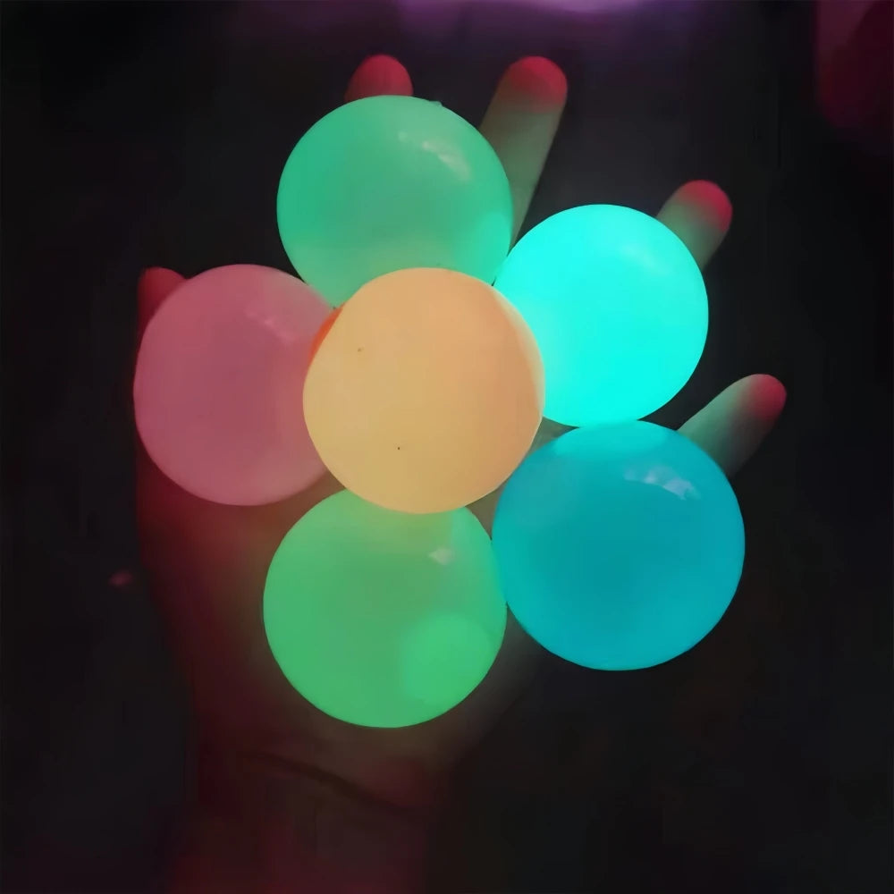 6/12/18 Pcs 4.5cm Fun Luminous Pinch Sticky Balls for