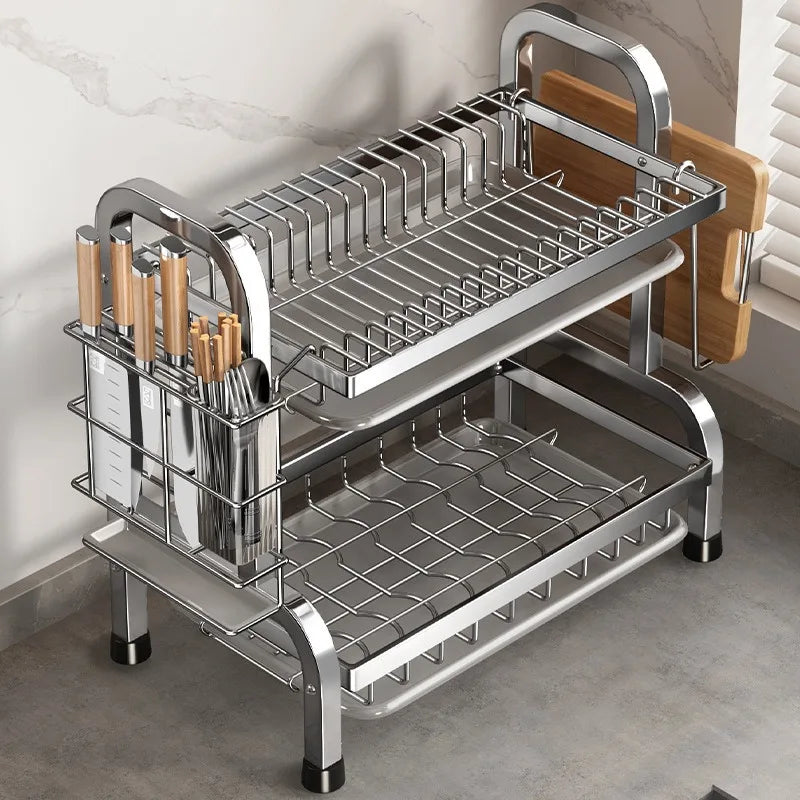 Dish Drying Rack Compact Kitchen Dish Rack Drainboard Set