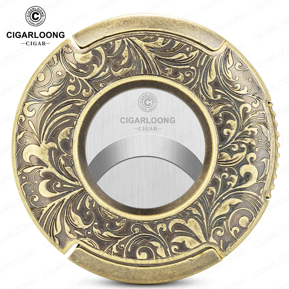 CIGARLOONG Cigar Cutter Portable Round Scissors Stainless Steel Large Caliber Smooth Flat Cutter Art Gift Box Packaging CE-25FJ
