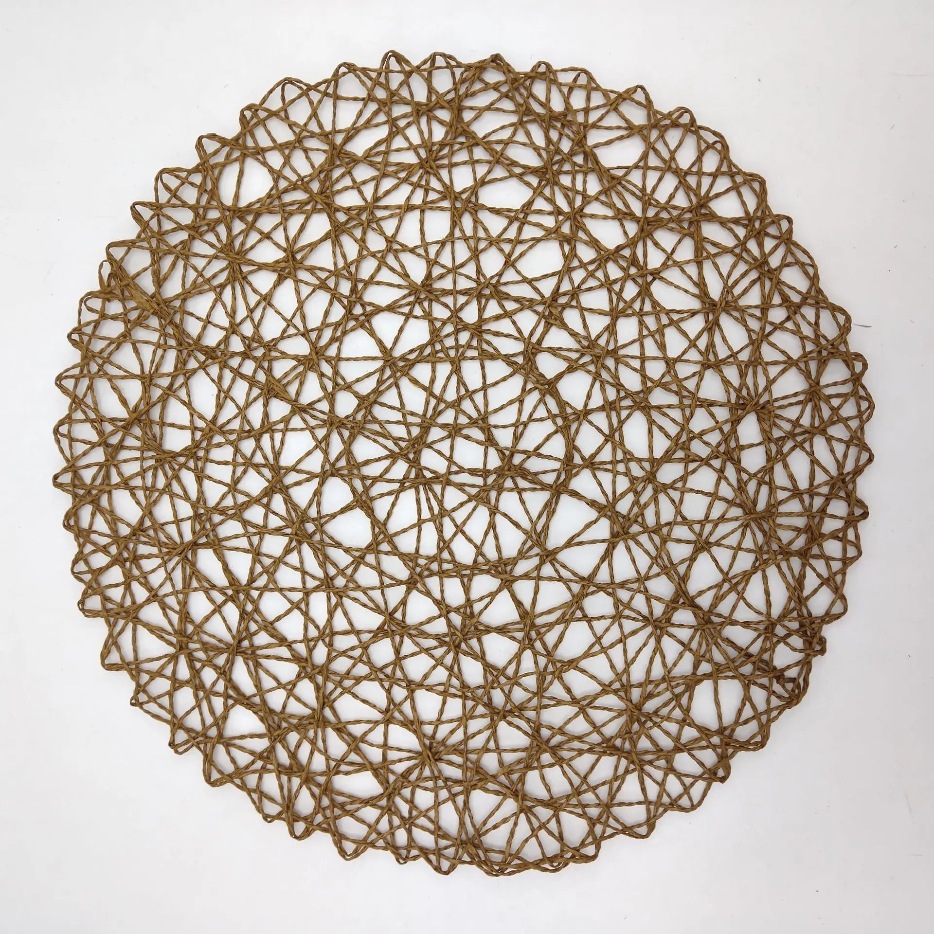 15'' Paper Braided Round Placemats Natural Non-Slip Heat Resistant Table Mats for Dining Tables Woven Indoor & Outdoor Placemats