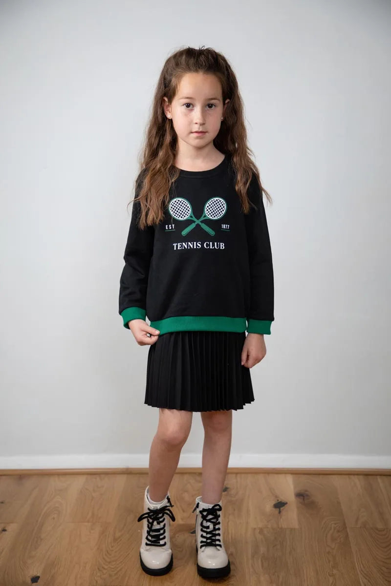 Children  fall winter cotton girl dress boy girl sweatshirt tennis printed dress top & romper family matching clothes