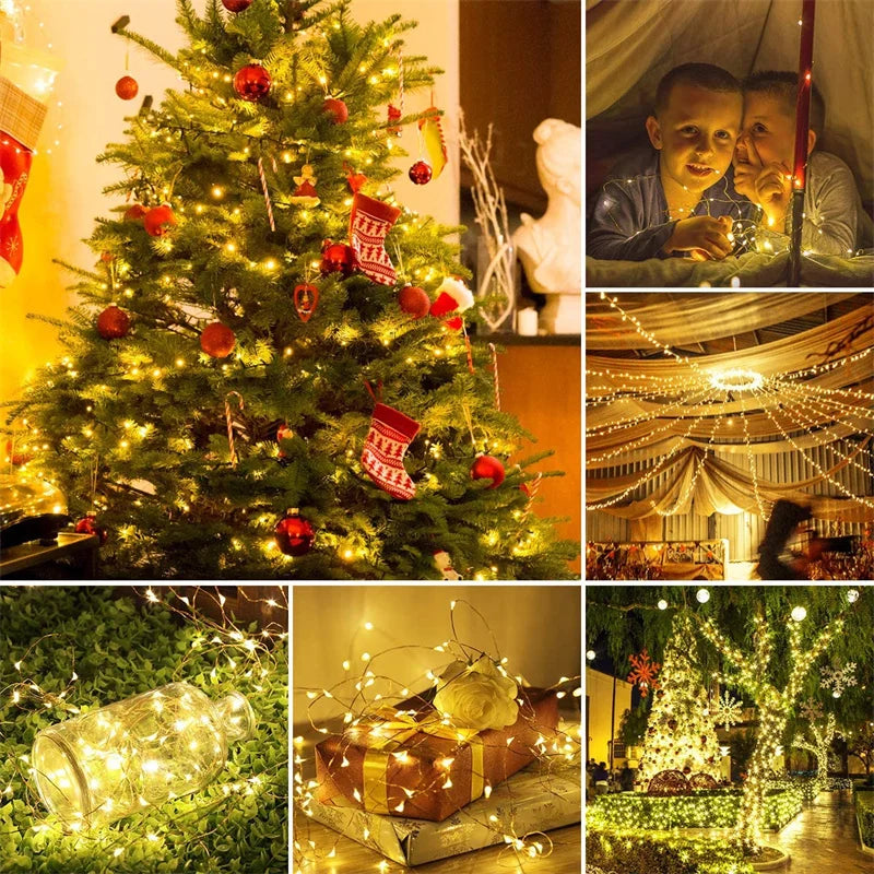 USB Led Fairy Lights Copper Wire String 1/2/3/5/10/20M 200LED