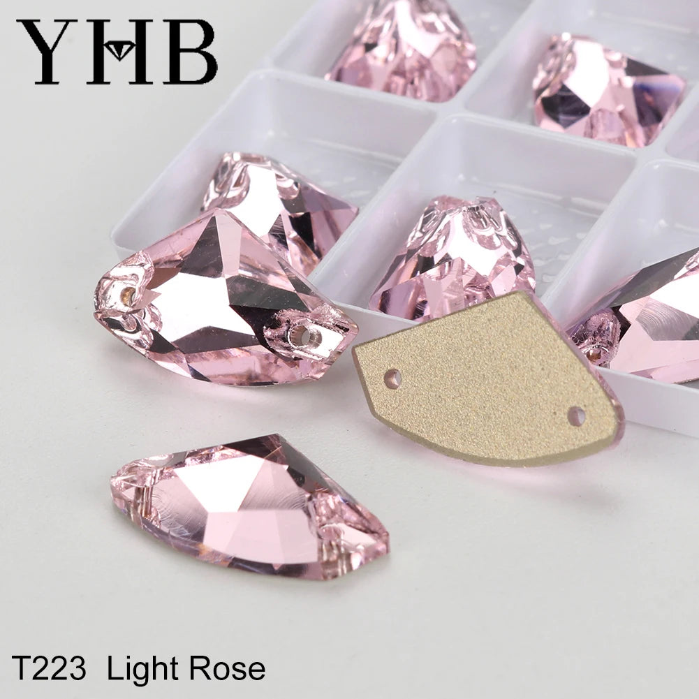 YHB Top Quality Galactic Axe Glass Crystal AB Moonlight Sewing Stones Flatback Sew on Rhinestones For Garment Clothes Bags