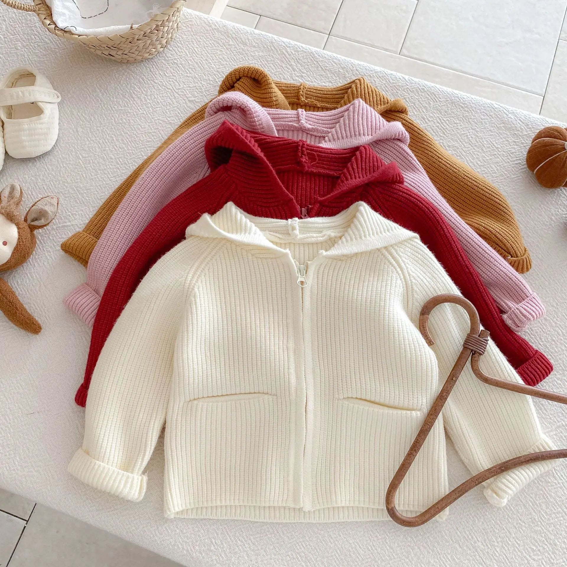 Autumn Baby Girls Hoodie Jacket Kids Sweater Long Sleeve Knitted Cardigan T-Shirt Children Tops Zipper Sweatshirt Child Coat