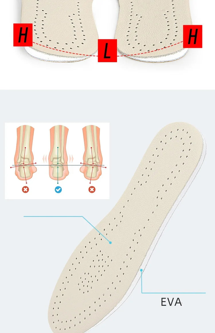 Orthopedic Insoles O-leg Double-sided Leather Shoe Insoles Men Women Cowhide Breathable Shock-absorbing And Pressure-relieving
