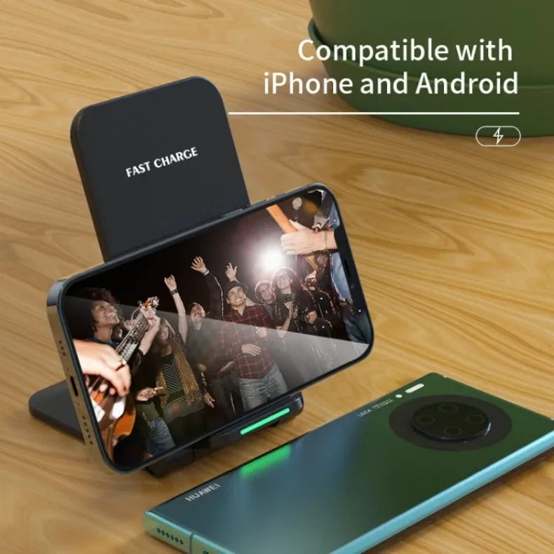 30W Foldable Wireless Charger Stand Pad For iPhone 14 13 12 11 Pro Max X Samsung S21 S20 Fast Charging Dock Station Phone Holder