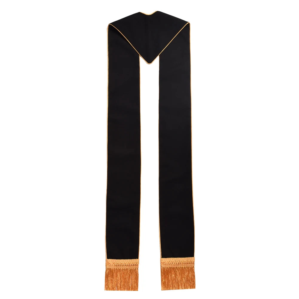 Clergy Black Stole Priest Cross Embroidered Costumes