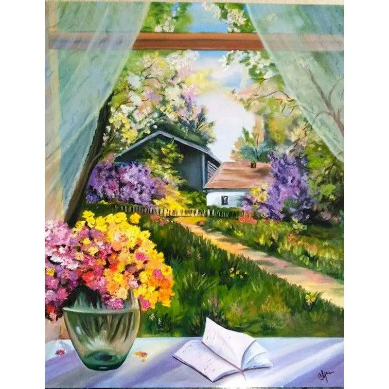 GATYZTORY Frame Painting By Numbers For Adults Coloring On Numbers Window Flower Gift Picture Drawing Paint Kit Diy Crafts
