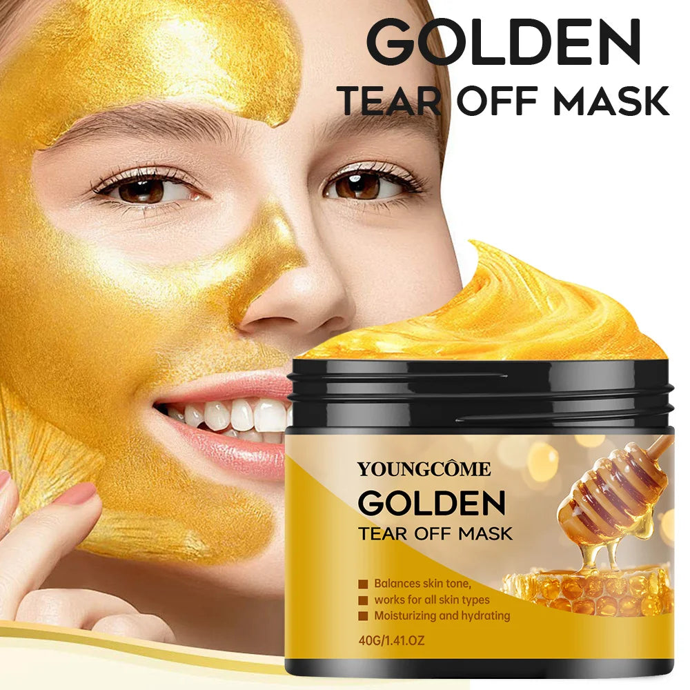 Facial Gold Textured Whitening Mask Blackhead Remover Whitening Face Mask Deep Cleansing Hyaluronic Acid Moisturizing Skin Care