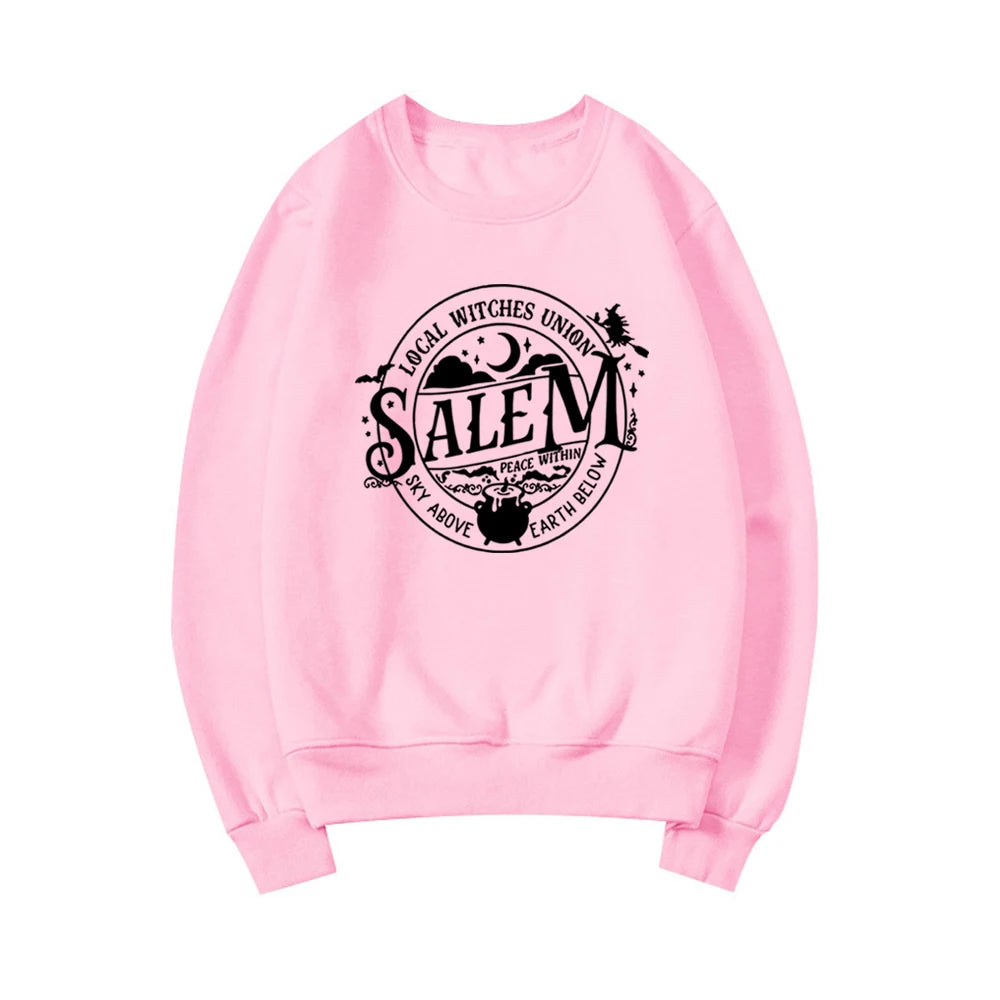 Local Witches Union Salem Sweatshirt Halloween Sweatshirt Women Hoodies Witches Clothes Long Sleeve Pullovers Fall Tops Hoodie