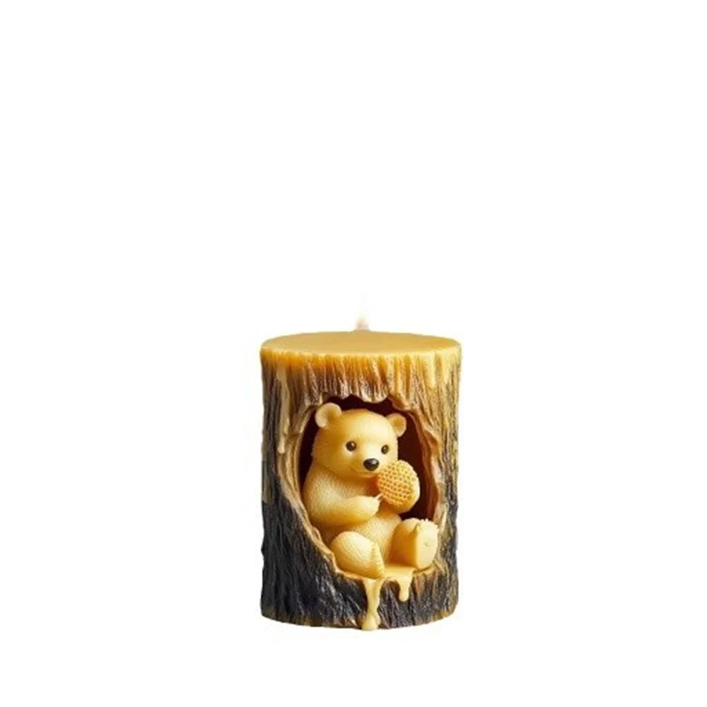 Relief Bear Scented Silicone Candle Molds Honey 3d Bear Honeycomb Diffuser Stone Plaster Epoxy Resin Molds Candle Making Kit
