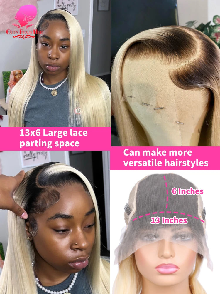 Ombre Blonde Human Hair Lace Front Wig