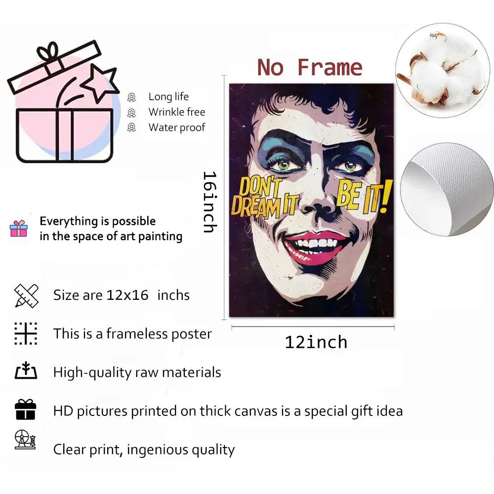 The Rocky Horror Picture Show Movie Painting Calligraphy Canvas Poster: Crease Free Waterproof Durable All Space Wall Decor