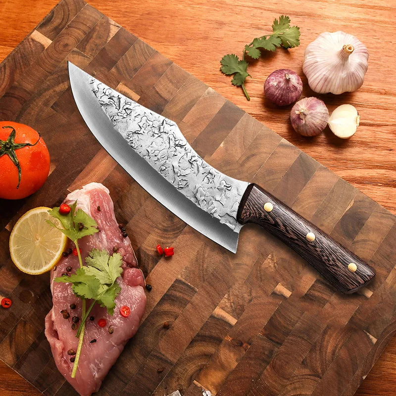 Hand Forge Blade Kitchen Knives Utility Chop Vegetables Cleaver Meat Boning Butcher Knife Wood Handle Chef Barbecue Cooking Tool
