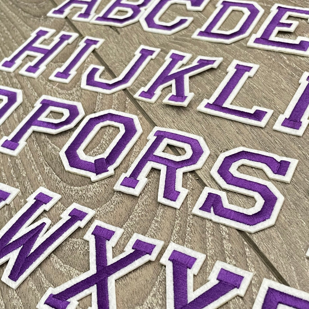 5CM Purple Embroidered Patch Iron on Letter Patches for Clothing Alphabet ABCD EFG HIJK LMN OPQ RST UVW XYZ for DIY Accessories