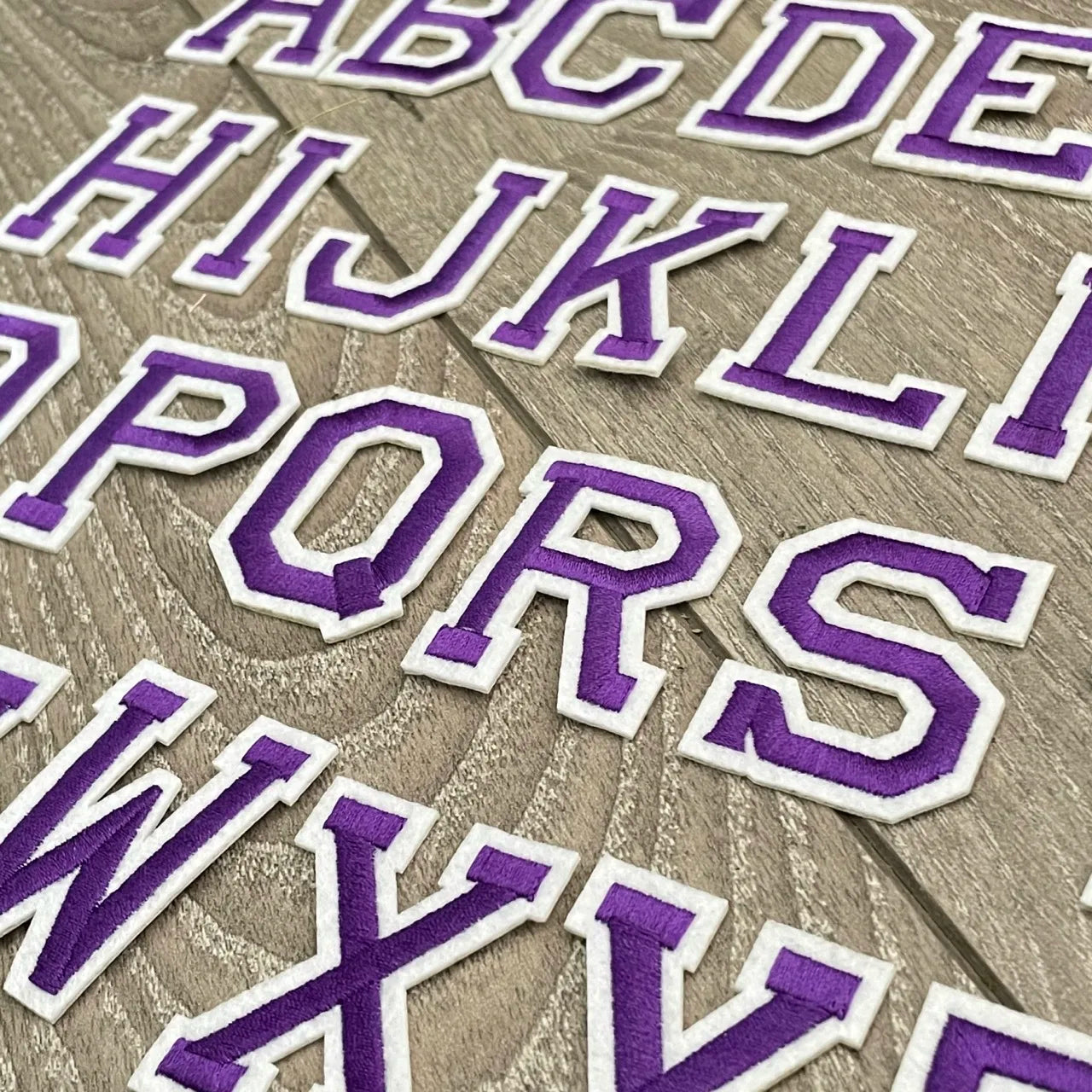 5CM Purple Embroidered Patch Iron on Letter Patches for Clothing Alphabet ABCD EFG HIJK LMN OPQ RST UVW XYZ for DIY Accessories