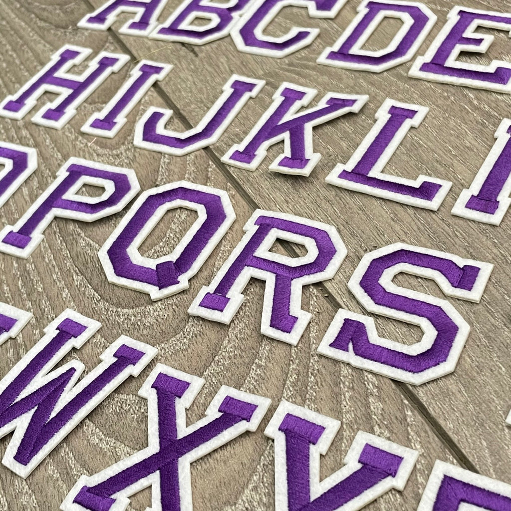5CM Purple Embroidered Patch Iron on Letter Patches for Clothing Alphabet ABCD EFG HIJK LMN OPQ RST UVW XYZ for DIY Accessories