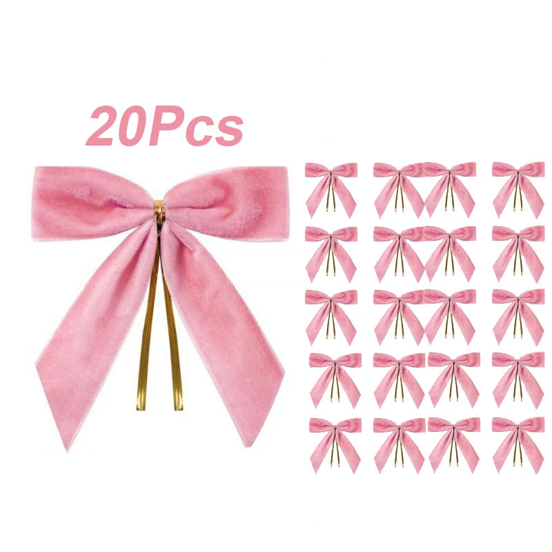 10/20Pcs Velvet Bows For Christmas Tree Decor Wreath Garland Velvet Bow With Twist Tie Christmas Velvet Bows Christmas Holiday
