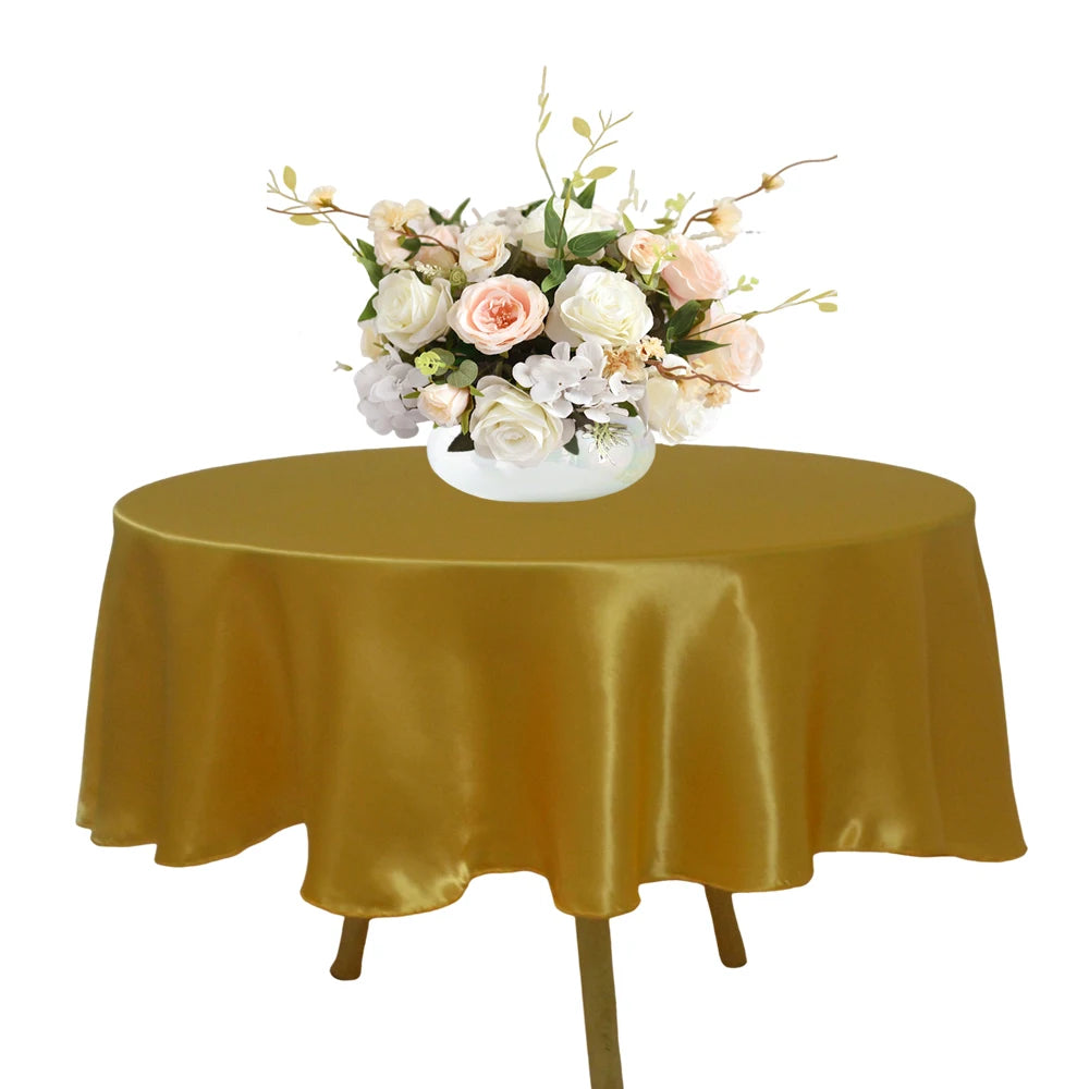 Round 108" Satin Tablecloth For Wedding Christmas Baby Shower Birthday Party Decoration Restaurant Coffee/Dining Table Cover