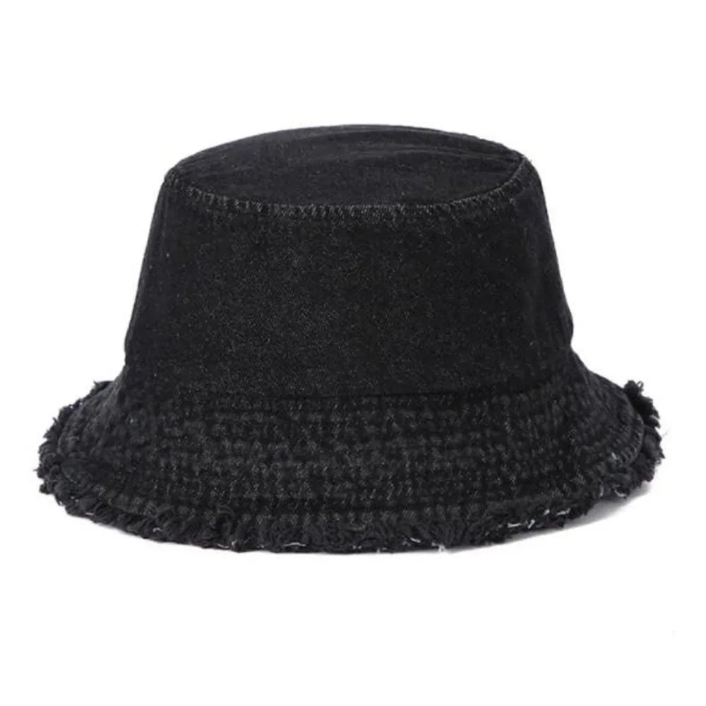 Y2K Style Denim Summer Sun Hat Foldable Anti-UV Bucket Hat Travel