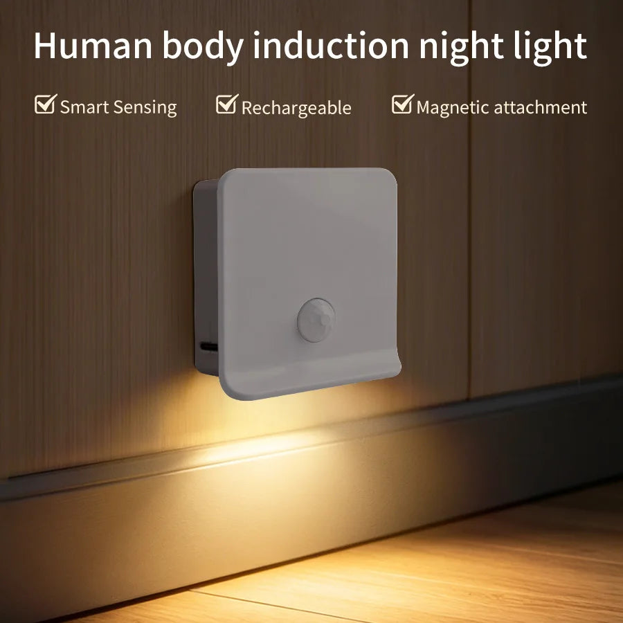 Motion Sensor LED Cabinet Light USB Rechargeable Stick-on Closet Stair Lights for Hallway Bedroom Kitchen Wardrobes Under Stairs