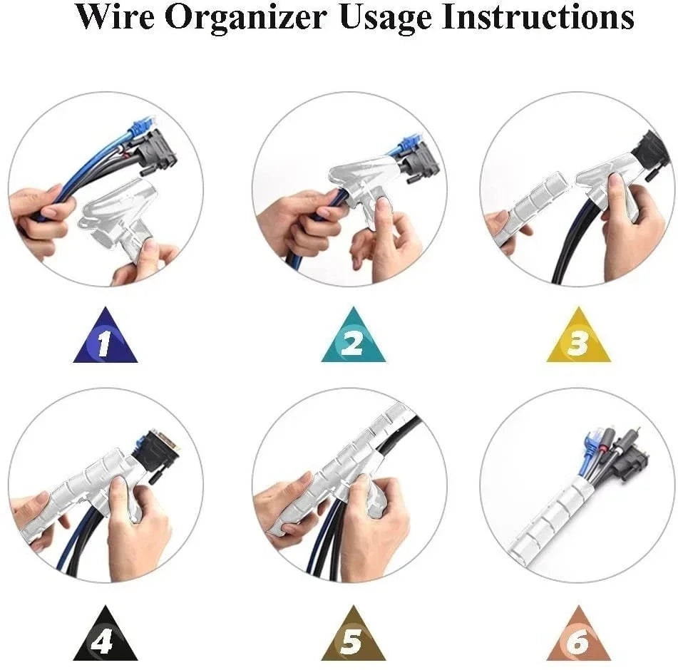 Cable Wire Protector Cable Organizer Flexible Spiral Protector Wire Desk Organizer Office Computer Cord Protective Tube Clip