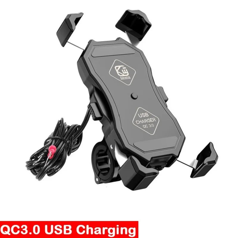 Motorcycle Mobile Phone Holder Mount with QC 3.0 USB Qi Wireless Charger for Scooter Motor Motorbike Smartphone Support Bracket