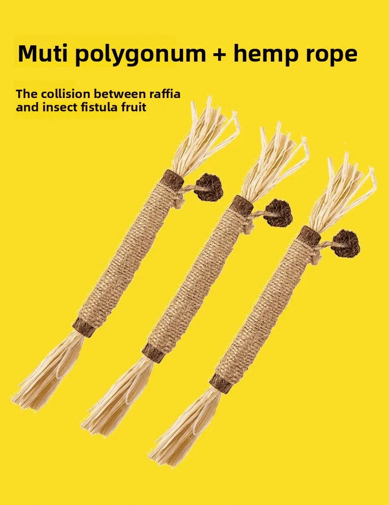 Stick Cat Toys Teeth Cleaning Wood Raffia Sisal Relax Toy Accessories Cat Sticks Self Entertainment Pet Supplies Pet Cat Toy