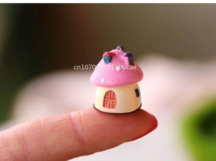 Mini Resin Moss Micro Landscape Decor Outdoor Fairy Miniature Garden Mushroom House Ornaments Handicraft Flower Pot Accessories
