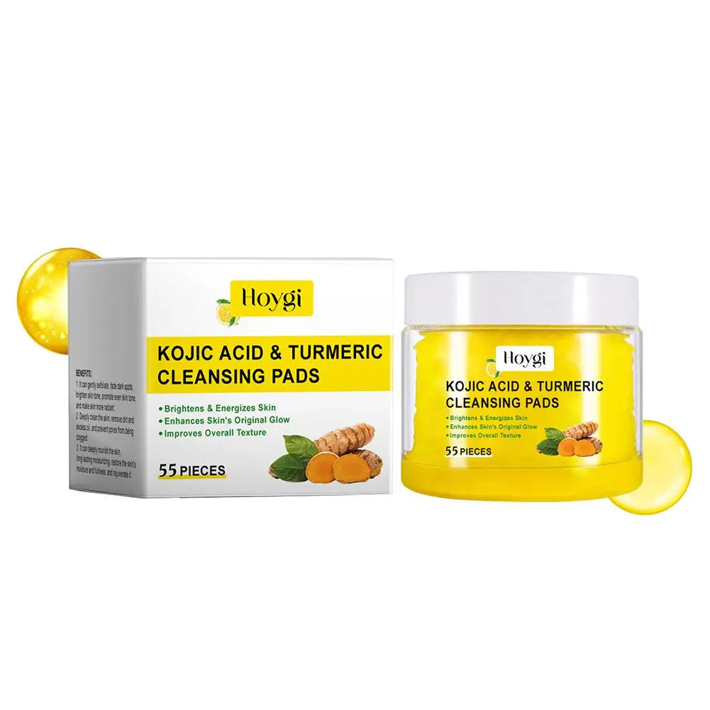 Turmeric Cleansing Pads Exfoliating Face Pads Skin Brightening Kojic Acid Pads Deep Cleaning Glow Skin Care Daily Face Wash