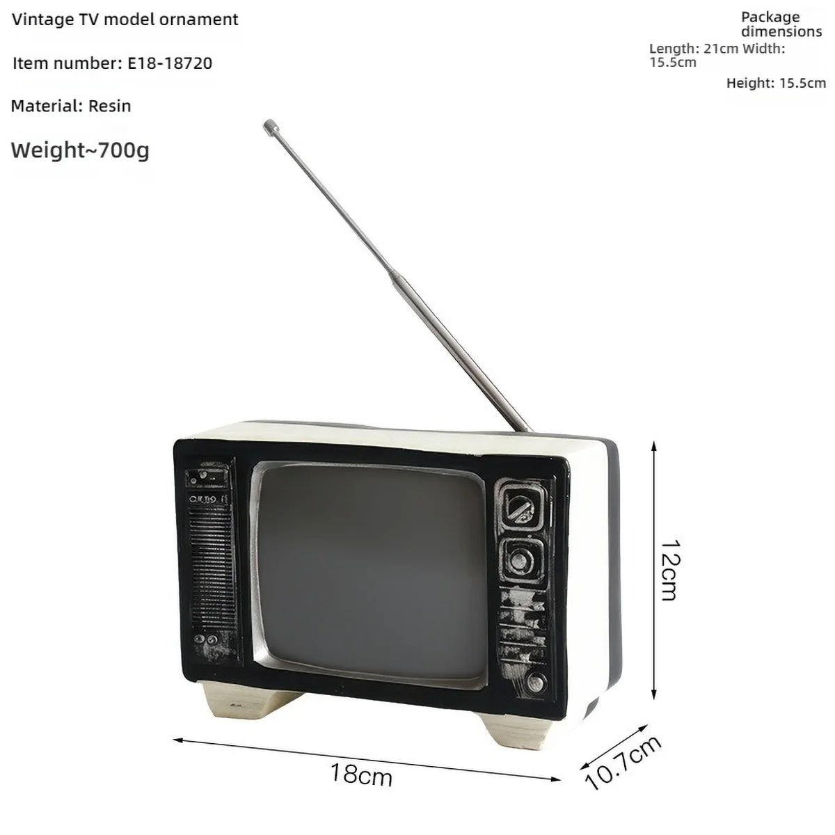 Vintage TV Resin Ornament - Retro Old-Style Design,Multi-Color, Ideal Decor for Desk/Shelf, Nostalgic Home Accent