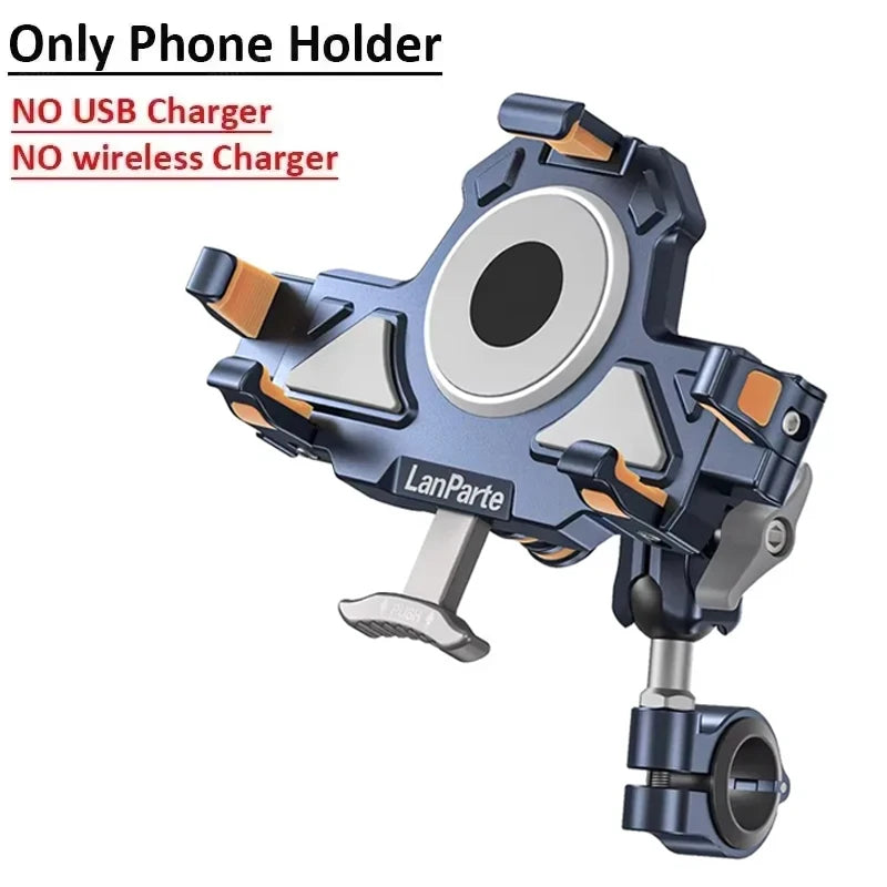 Metal Shockproof Motorcycle Phone Holder 4 Vibration Dampener 15W Wireless Charger Fast Charging Motorbike Bicycle Bike Stand