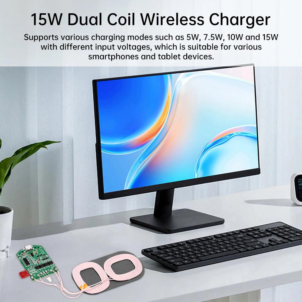 5~15W Adaptive Wireless Charging Module Charging Protection Board Equalizer Module QI Fast Charging Board DIY Wireless Charger