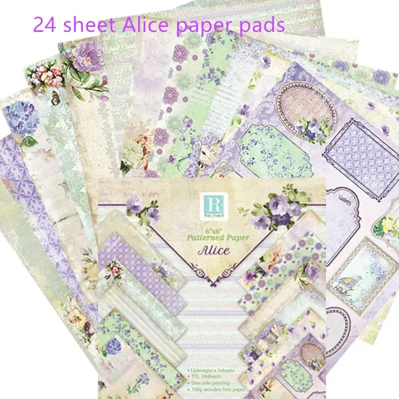 6x6 Scrapbooking Paper Pad  6/12 Sheets Floral Pattern Decorative Paper For Journaling Collage DIY Crafts