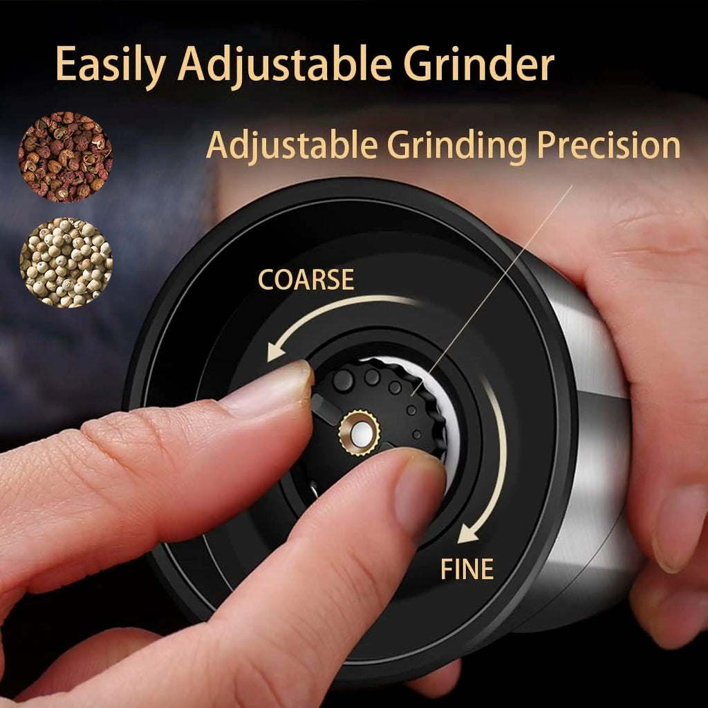 2-in-1 Adjustable Pepper Salt Grinder - Rustproof Stainless Steel Manual Mill with Double Heads & Coarseness Control