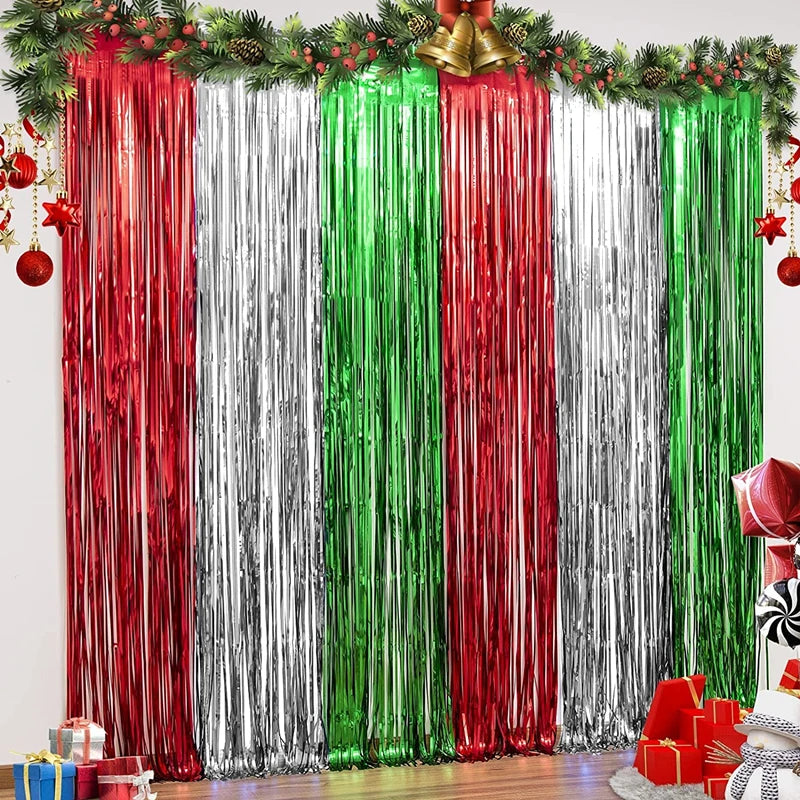 1pack Party Backdrop Metallic Foil Fringe Tinsel Curtain Adult