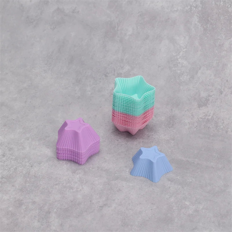 6 Pcs Silicone Cake Star Cupcake Cup Cake Tool Bakeware Baking Silicone Mold Cupcake And Muffin Cupcake For DIY Mini Cake Mould