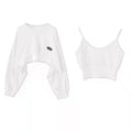 Oversized Crop Sweatshirt and Spaghetti Strap Top Women's Streetwear 2 Piece Set 4 Color Options Sweatshirts Kpop Casual Clothes